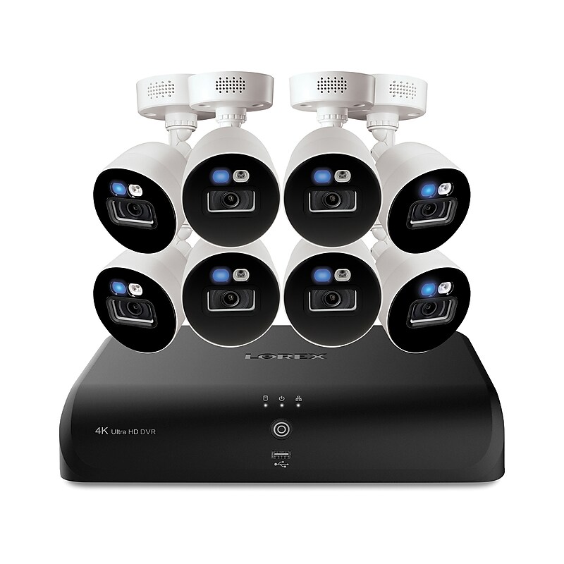 Lorex Fusion 4K 8.0-MP 12-Camera-Capable 2-TB DVR System with 8 Wired Smart Deterrence Cameras, White (D881A82B-8DA8) image 1