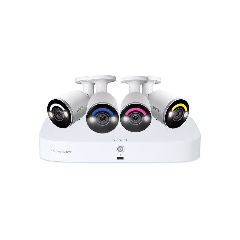 Lorex Fusion 4K 8.0-MP 16-Camera-Capable 2-TB NVR System with 4 IP Smart-Deterrence Bullet Cameras, White (N847A62-8A4-E) image 1
