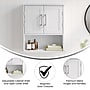 Flash Furniture Vega 24" Wall Mounted Medicine Cabinet Storage Organizer with 3 Shelves, White (FSVEGABATH5WH)~#|#~sp234124869_sc7