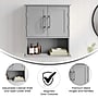 Flash Furniture Vega 24" Wall Mounted Medicine Cabinet Storage Organizer with 3 Shelves, Gray (FSVEGABATH5GY)~#|#~sp234124881_sc7