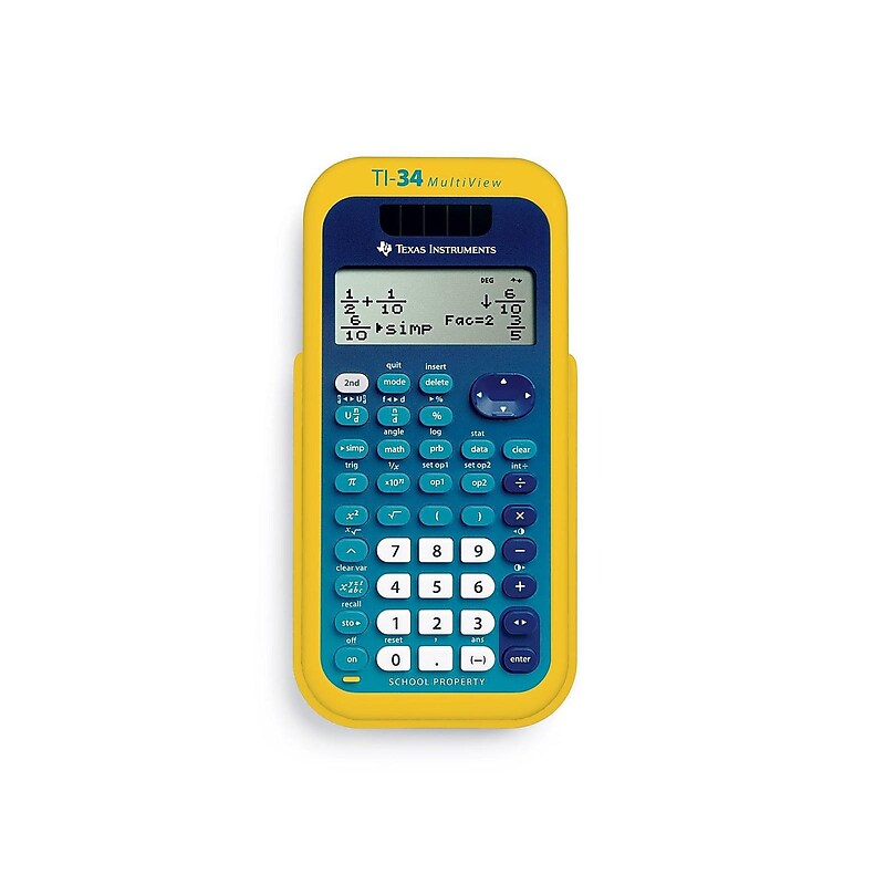 Texas Instruments Multiview TI-34 16-Digit Scientific Calculator Teacher Kit, Yellow/Blue, 10/Pack (TI34MULTVIEWTK) image 1