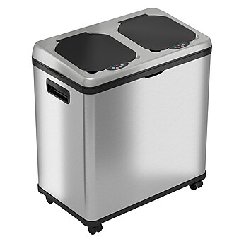 iTouchless Halo Dual Compartment Stainless Steel Sensor Recycle Bin and Trash Can, 16 Gallon (RT16SS)