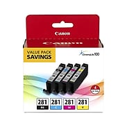 Canon CLI-281 Black/Cyan/Magenta/Yellow Standard Yield Ink Cartridge, 4/Pack (2091C005)