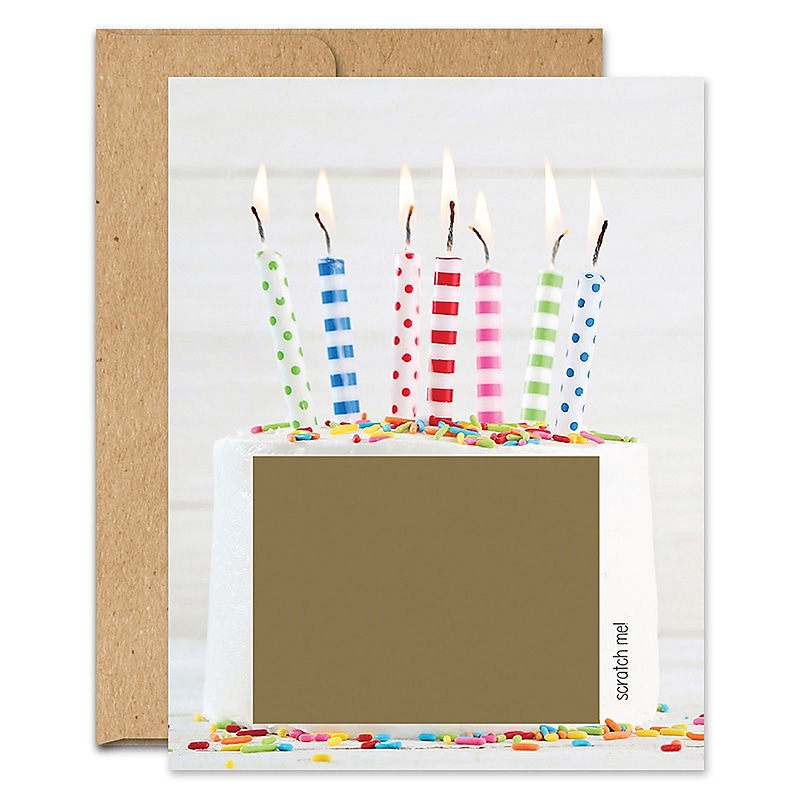 Great Papers!® Scratch-Off Note Cards And Envelopes, 4-1/4" x 5-1/2", Candles, Pack Of 3 Cards and Envelopes (2018001) image 1