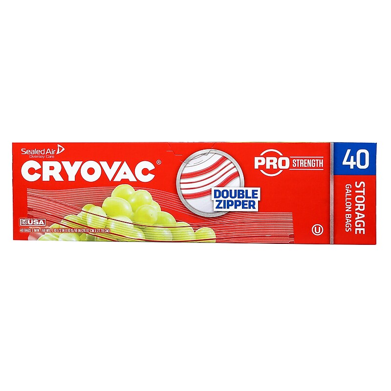 Cryovac® Brand Resealable One Gallon Storage Bags Retail, 9 Boxes/Carton (100946907) image 1