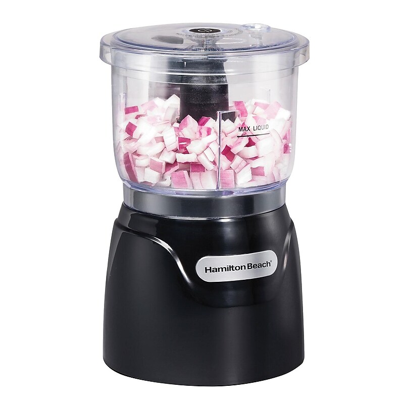 Hamilton Beach Stack & Press 3-Cup Chopper, Black (72850) image 1
