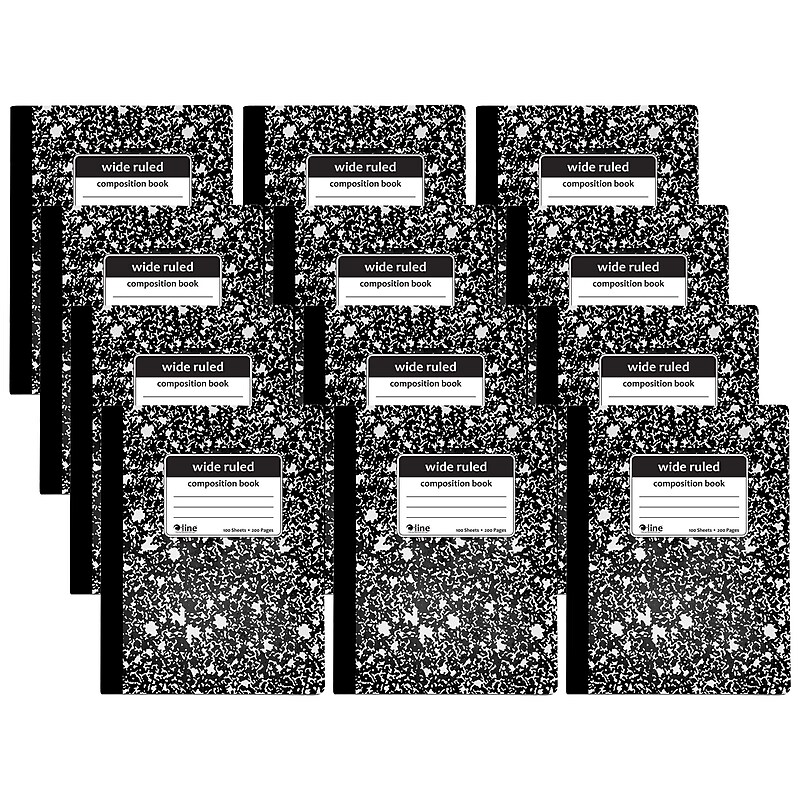C-Line Composition Notebooks, 100 Sheets, Wide Ruled, Black Marble, 12/Pack (CLI22024-12) image 1