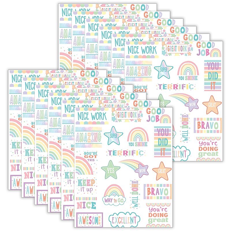 Teacher Created Resources Pastel Pop Stickers, Assorted Colors, 120/Pack, 12 Packs/Bundle (TCR8423-12) image 1
