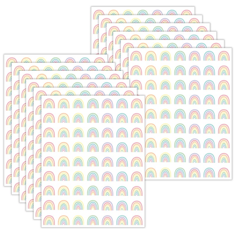 Teacher Created Resources Pastel Pop Rainbows Mini Stickers, Assorted Colors, 378/Pack, 12 Packs/Bundle (TCR8424-12) image 1
