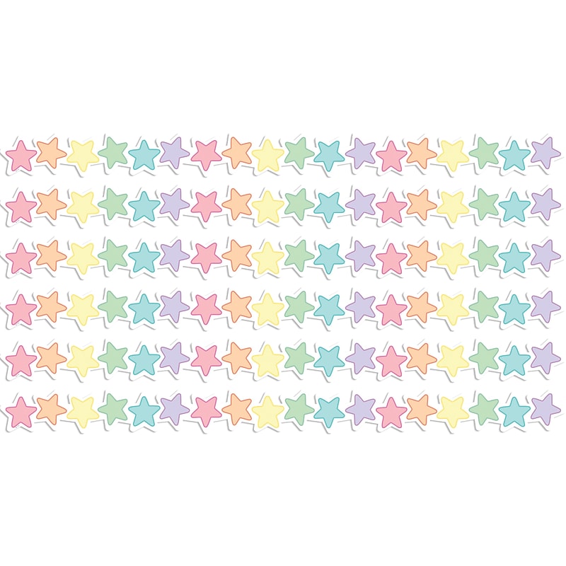 Teacher Created Resources Pastel Pop Stars Die-Cut Border Trim, 2.92', 12/Pack, 6 Packs/Bundle (TCR8432-6) image 1