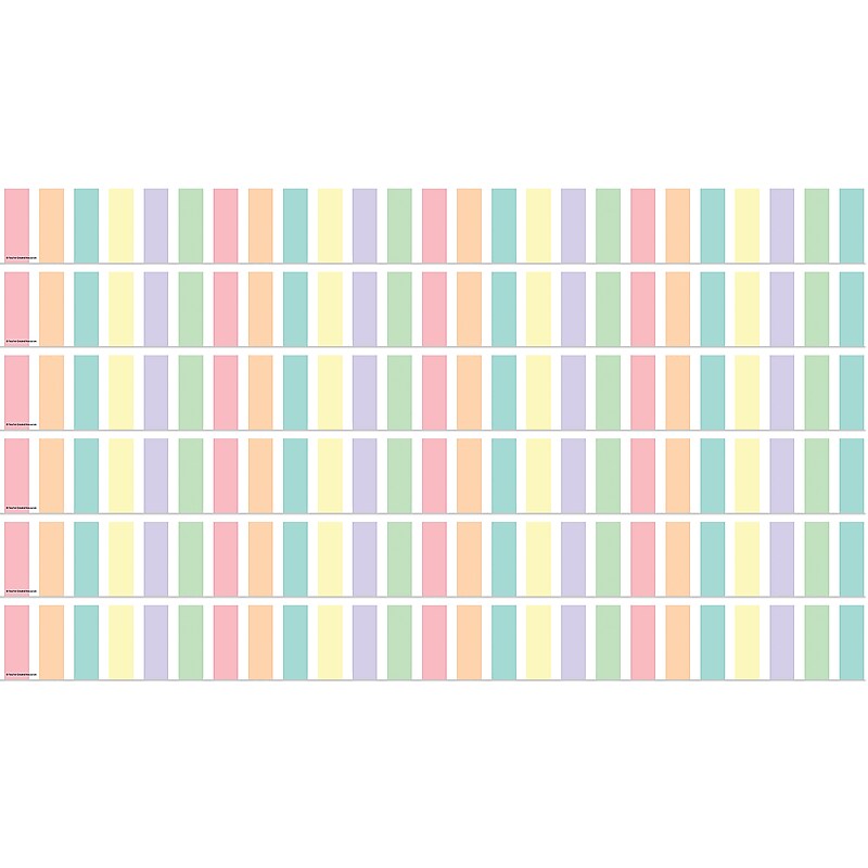 Teacher Created Resources Pastel Pop Stripes Straight Border Trim, 2.92', 12/Pack, 6 Packs/Bundle (TCR8444-6) image 1