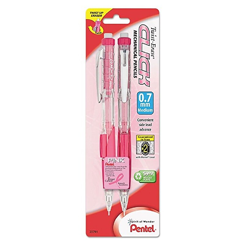 Pentel Twist-Erase Mechanical Pencil, 0.7mm, #2 Medium Lead, 2/Pack (PD277TBP2P-BC) image 1