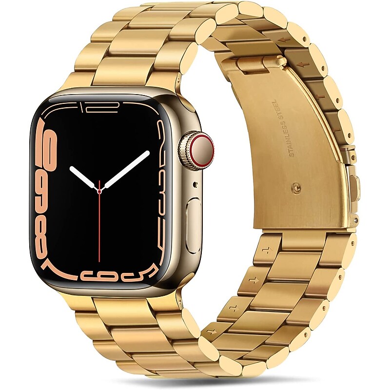 Worryfree Gadgets Stainless Steel Classic Wristband for Apple Watch Ultra, Gold, 49mm (LX05-GLD49) image 1