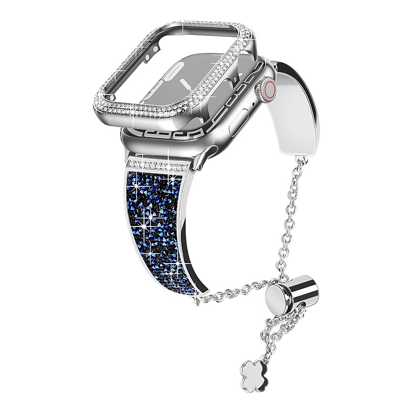 Worryfree Gadgets Metal Wristband with Bumper Case for Apple Watch, Blue/Silver, 40mm (SD1618-BLS40) image 1
