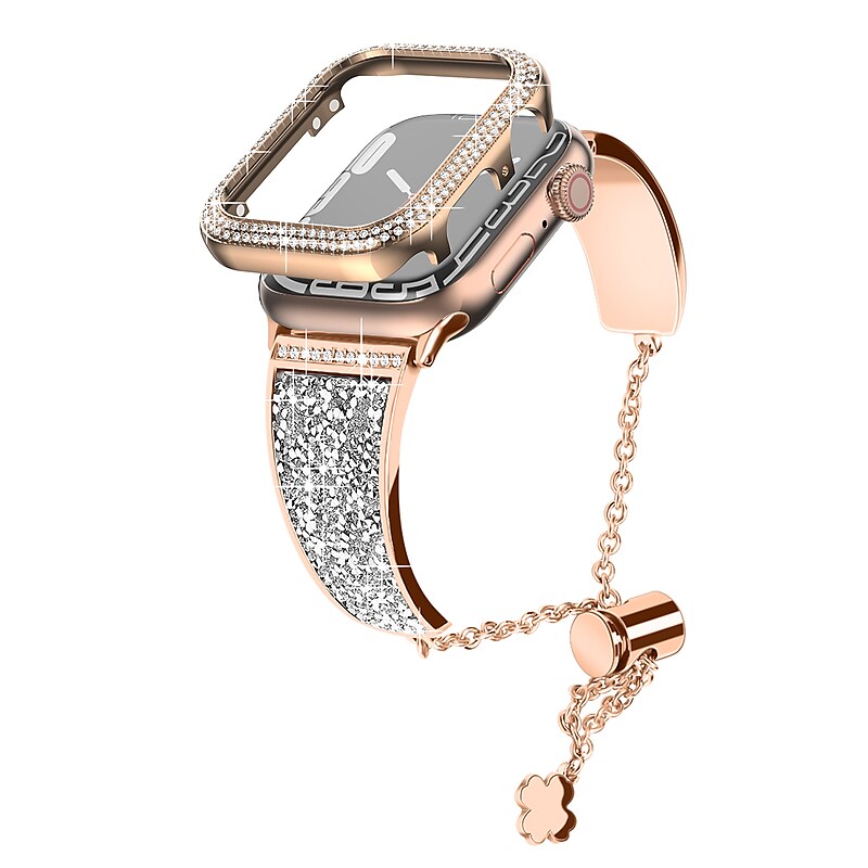 Worryfree Gadgets Metal Wristband with Bumper Case for Apple Watch, Rose Gold, 40mm (SD1618-RGD40) image 1