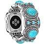 Worryfree Gadgets Stretchy Boho Metal Wristband with Turquoise for Apple Watch, Silver, 38/40/41mm (VLL305-41)~#|#~sp235020474_sc7