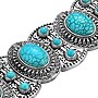 Worryfree Gadgets Stretchy Boho Metal Wristband with Turquoise for Apple Watch, Silver, 38/40/41mm (VLL305-41)~#|#~sp235020479_sc7