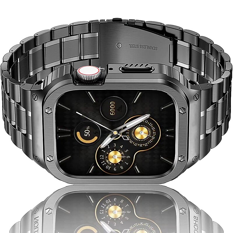 Worryfree Gadgets Uni-Body Metal Wristband for Apple Watch, Black, 45mm (WX157-BLK45) image 1