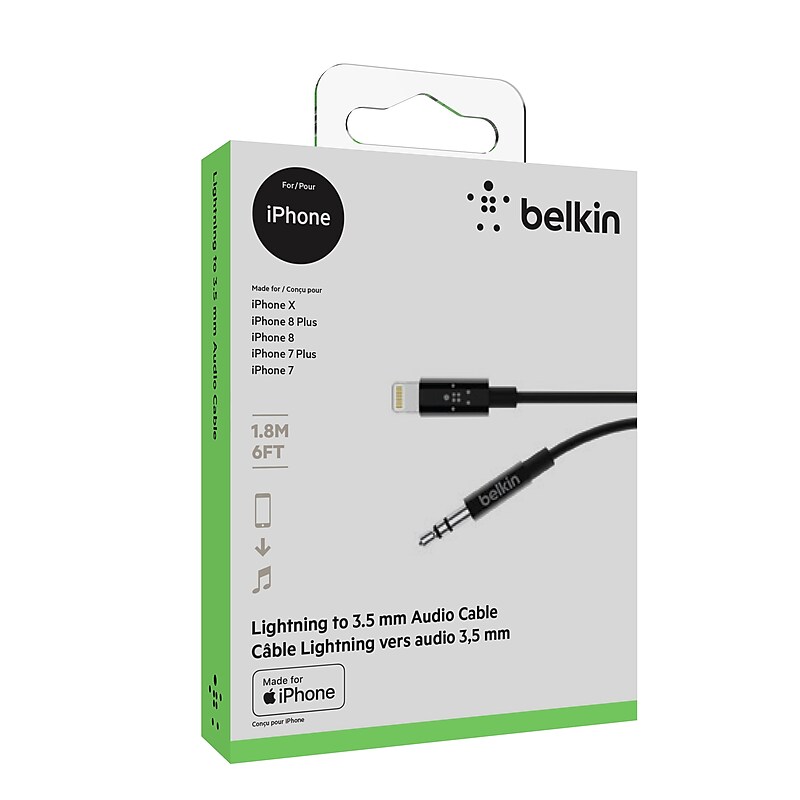 Belkin Lightning Audio Cable for iPhone/iPad/iPod Touch, Black (AV10172BT06-BLK) image 1