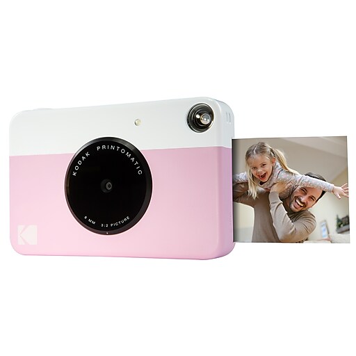 pink camera that prints pictures