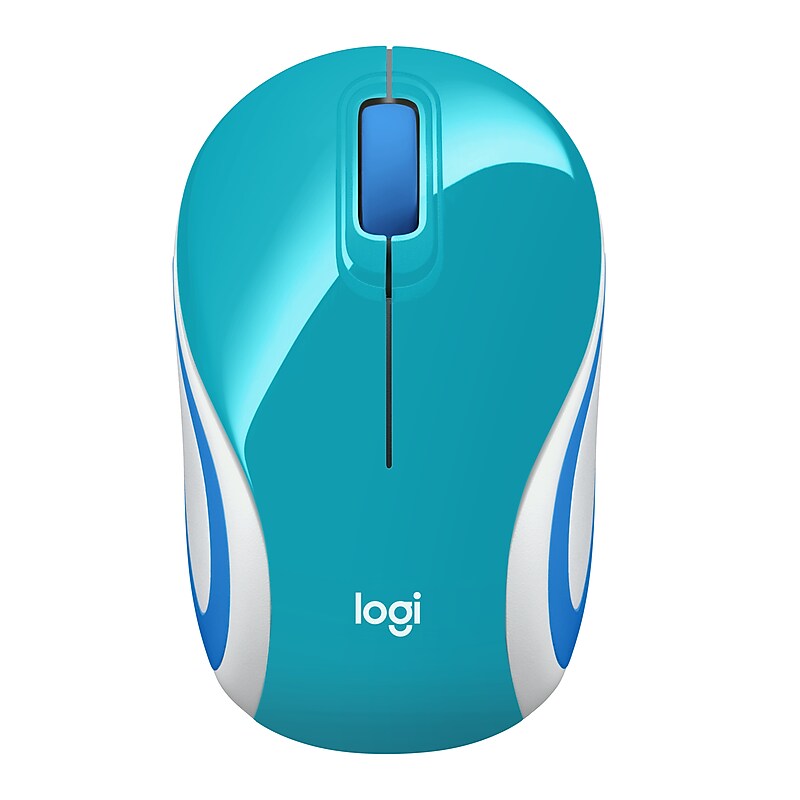 Logitech M187 Wireless Ambidextrous Optical USB Mouse, Bright Teal (910-005363) image 1