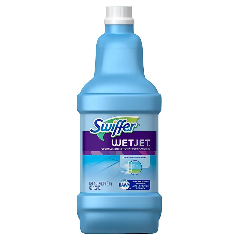 Swiffer WetJet Liquid Cleaner Mop Solution Refill, Open Window Fresh Scent, 42.2 fl oz, 4/Carton (23679CT) image 1