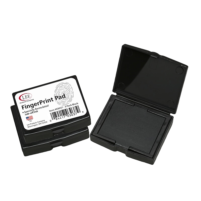 Lee Products Inkless Fingerprint Pad, Black Ink, 3/Pack (03037) image 1