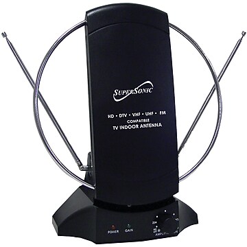 Confezione Da 2 Antenne TV Interne Piatte QFX ANT-7 – HD DTV UHF VHF FM – 35 Miglia