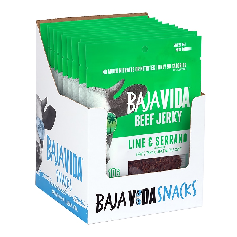 Baja Vida Lime and Serrano Pepper Beef Jerky Snack Pack, 1.0 oz., 12/Pack (220-02307) image 1