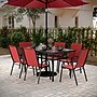 Flash Furniture Brazos Commercial Grade Patio Dining Set with Glass Patio Table and 6 Chairs, Red, 7/Set (TLH94B303CRD)~#|#~sp236297984_sc7