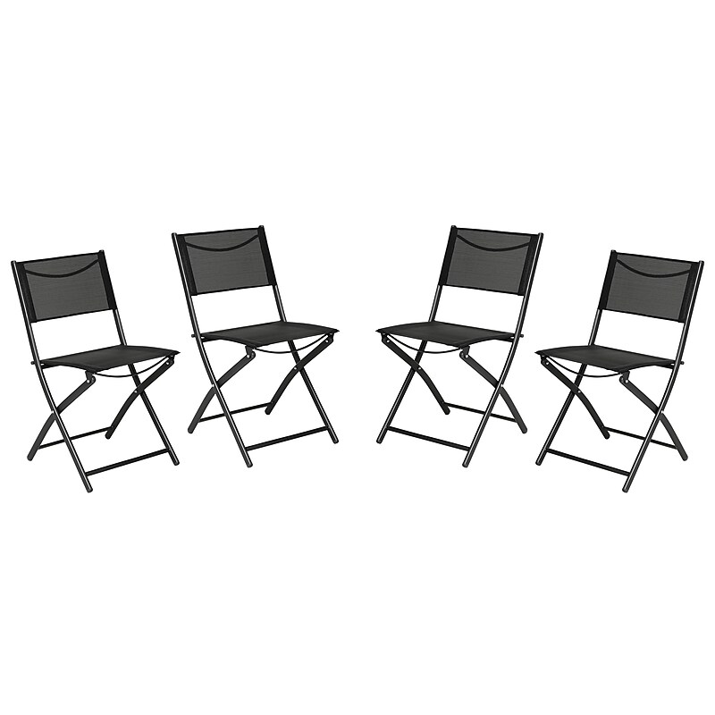 Flash Furniture Brazos Commercial Grade Indoor/Outdoor Folding Chairs, Black, 4/Pack (4TLHSC097BLK) image 1