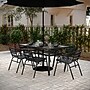 Flash Furniture Lila Commercial Outdoor Patio Dining Set with Glass Patio Table and 6 Chairs, Black, 7/Set (TLH94B017CBK)~#|#~sp236298142_sc7