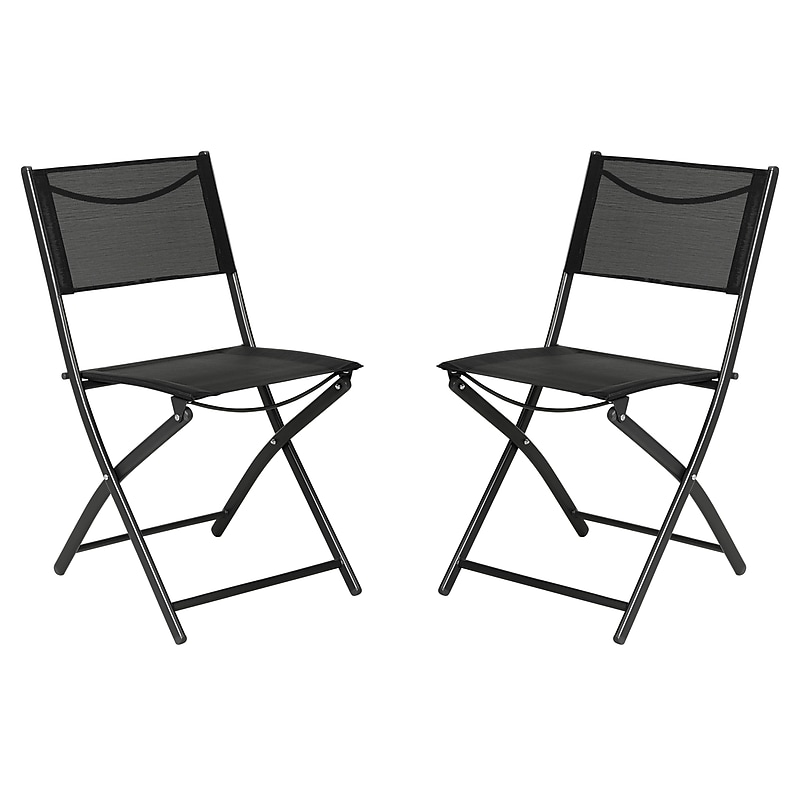 Flash Furniture Brazos Commercial Grade Indoor/Outdoor Folding Chairs, Black, 2/Pack (TLHSC097BLK02) image 1