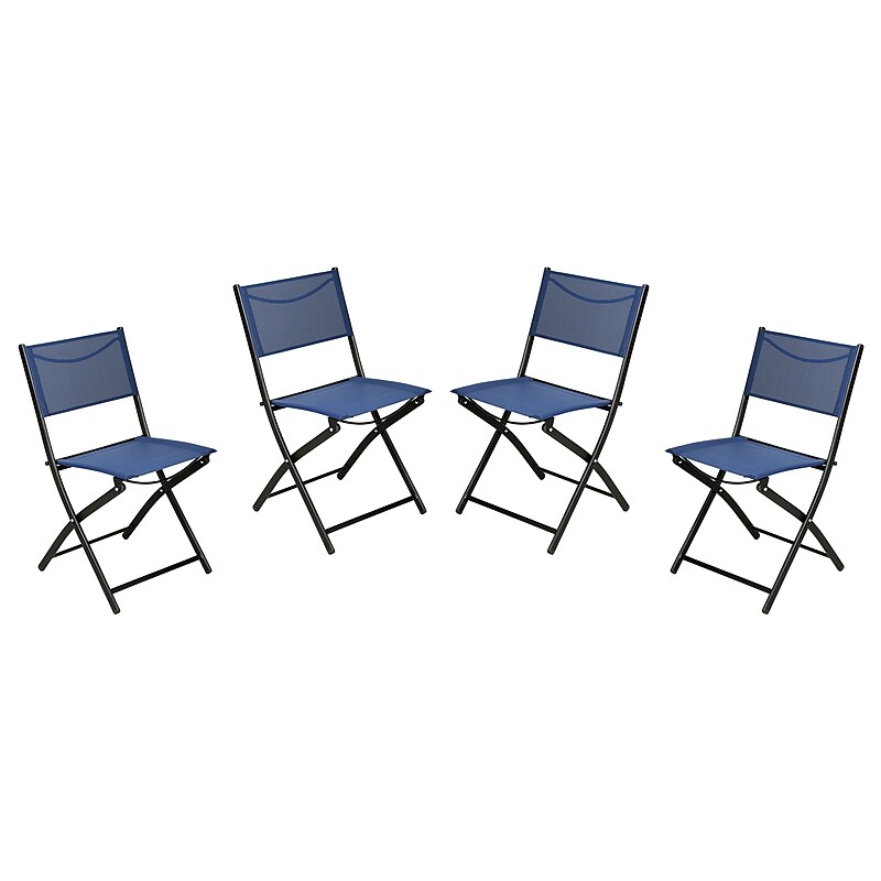 Flash Furniture Brazos Commercial Grade Indoor/Outdoor Folding Chairs, Navy, 4/Pack (4TLHSC097NV) image 1