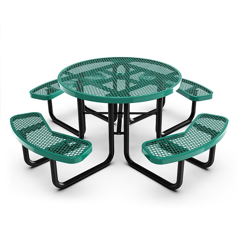 Flash Furniture Creekside Commercial Grade Round Outdoor Picnic Table, Green (SLFEMR46H60LGN) image 1