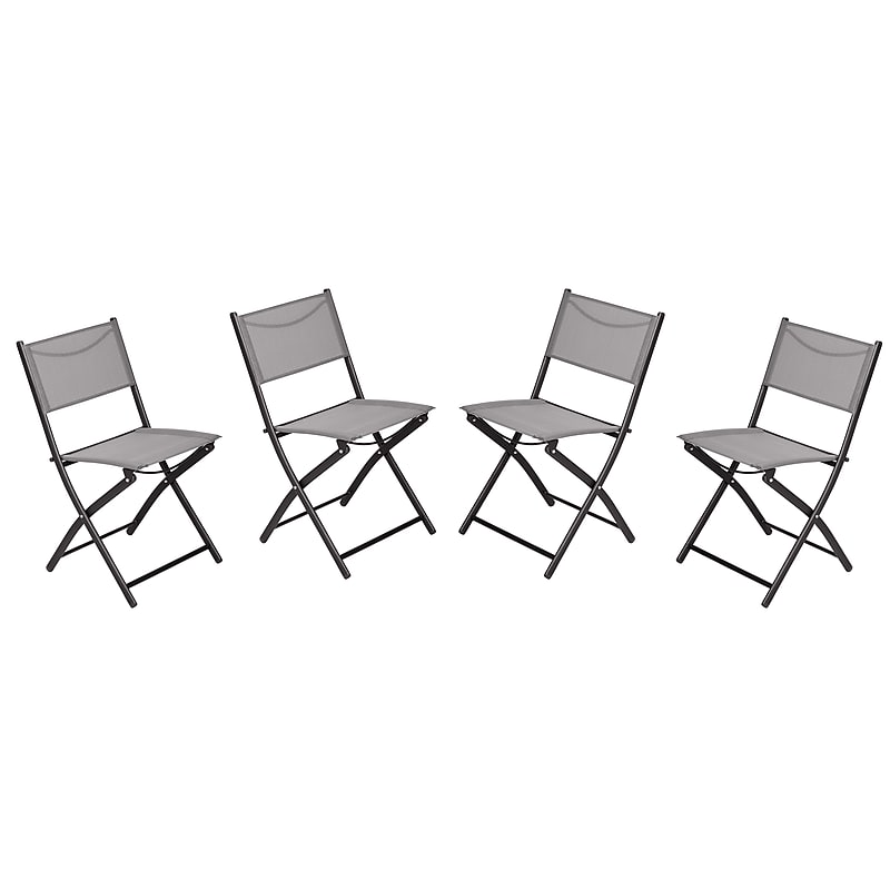 Flash Furniture Brazos Commercial Grade Indoor/Outdoor Folding Chairs, Gray, 4/Pack (4TLHSC097GRY) image 1