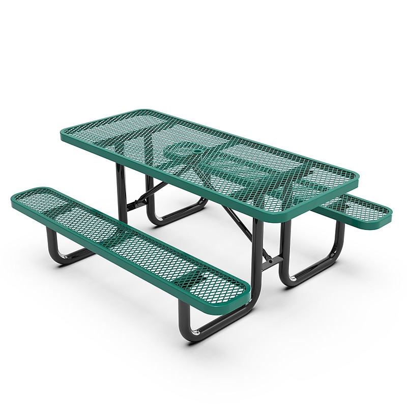 Flash Furniture Mantilla Rectangular Outdoor Picnic Table, 6' Green (SLFEML72H48LGN) image 1