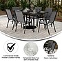 Flash Furniture Brazos Commercial Grade Patio Dining Set with Glass Patio Table and 6 Chairs, Gray, 7/Set (TLH94B303CG)~#|#~sp236298619_sc7