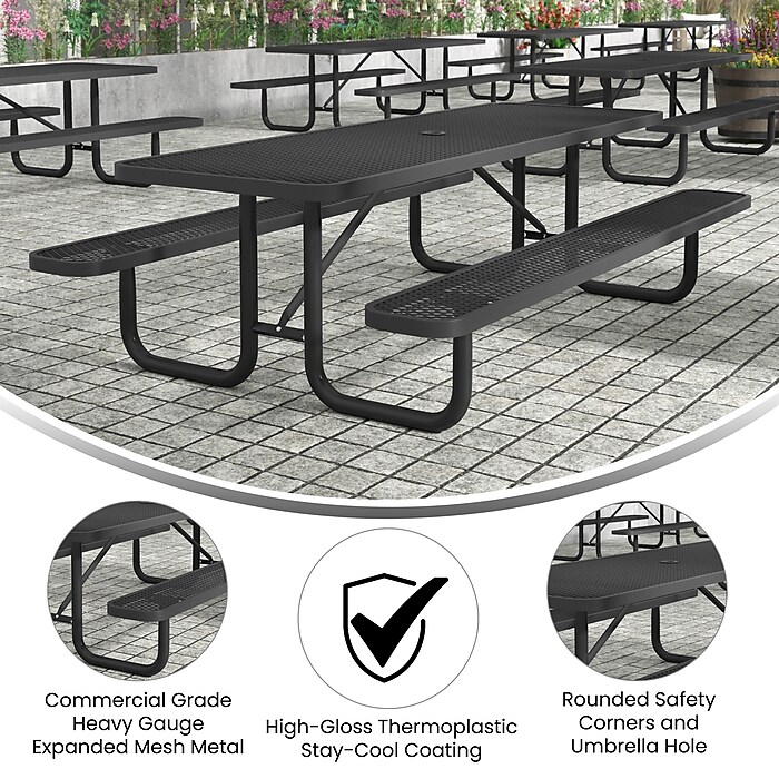 Flash Furniture Mantilla Rectangular Outdoor Picnic Table, 8