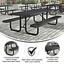 Flash Furniture Mantilla Rectangular Outdoor Picnic Table, 8' Black (SLFEML96H60LBK)~#|#~sp236298669_sc7