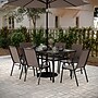 Flash Furniture Brazos Commercial Grade Patio Dining Set with Glass Patio Table and 6 Chairs, Brown, 7/Set (TLH94B303CB)~#|#~sp236298772_sc7