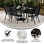 Flash Furniture Brazos Commercial Grade Patio Dining Set with Glass Patio Table and 6 Chairs, Black, 7/Set (TLH94B303C)~#|#~sp236298805_sc7