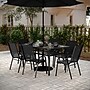 Flash Furniture Brazos Commercial Grade Patio Dining Set with Glass Patio Table and 6 Chairs, Black, 7/Set (TLH94B303C)~#|#~sp236298812_sc7