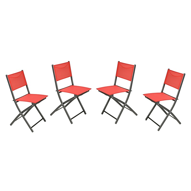 Flash Furniture Brazos Commercial Grade Indoor/Outdoor Folding Chairs, Red, 4/Pack (4TLHSC097RED) image 1