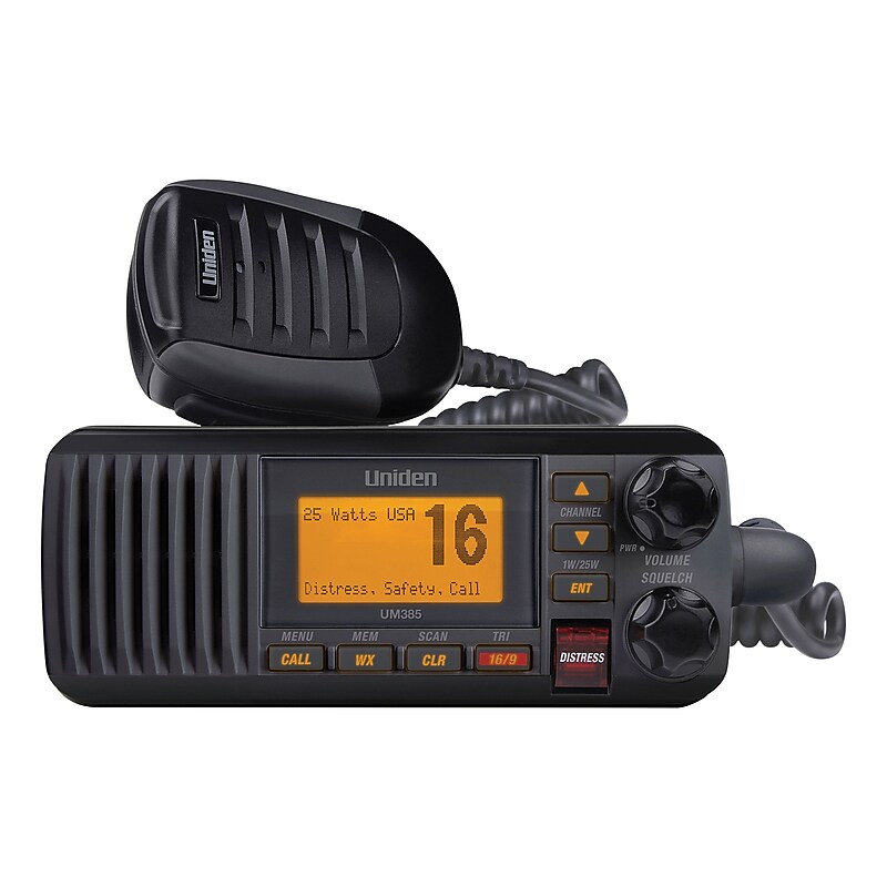 Uniden 25-Watt Fixed Mount VHF Marine Radio with DSC, Black (UM385BK) image 1
