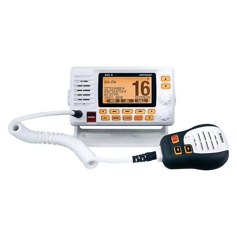 Uniden Fixed-Mount Marine VHF Radio with GPS & Bluetooth, White (UM725GBT) image 1