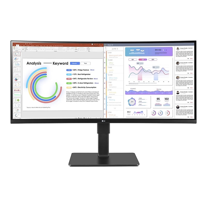 LG 34" UltraWide WQHD Curved IPS 60 Hz LED Monitor with Built-in Universal Docking Station, Business Black (34BQ77QB-B) image 1