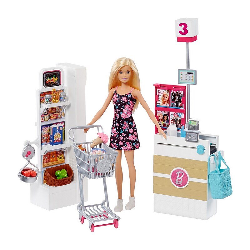 Mattel Barbie Doll and Supermarket Playset, 3/Pack (FRP01) image 1