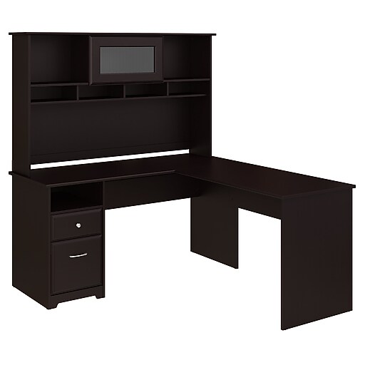 Bush Furniture Cabot 60W L Shaped Computer Desk with Hutch and Drawers