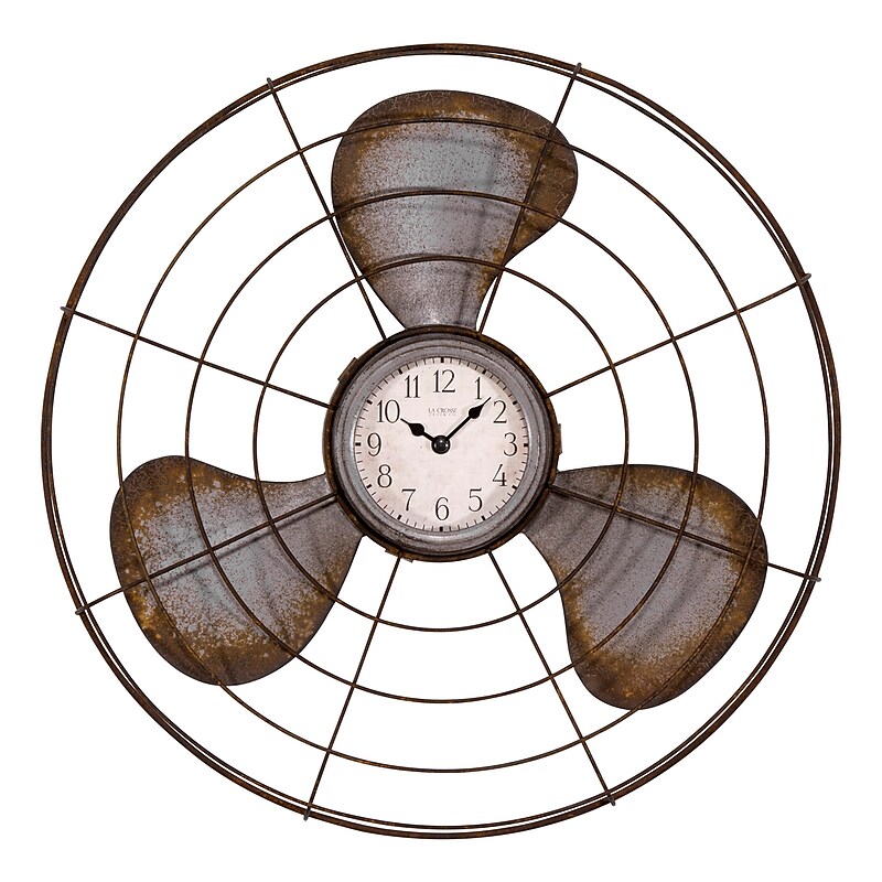 La Crosse Clock 16.5 Inch Metal Fan Quartz Analog Wall Clock (404-3942) image 1